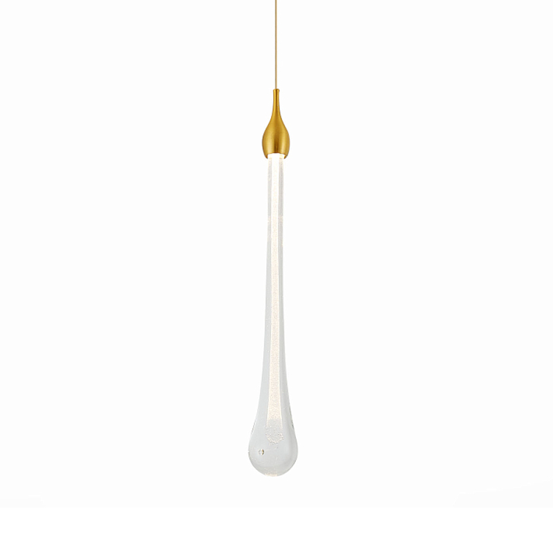 Подвесной светильник с плафоном в форме капли на золотистом каркасе Raindrop Прозрачное Стекло Золотой в Самаре | Loft Concept 