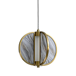 Подвесной светильник с круглым плафоном из искусственного алебастра в бронзовой оправе Marbella варинант исполнения - 1 | Loft Concept в Самаре