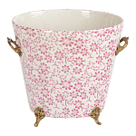 Кашпо из белого фарфора с розовым цветочным орнаментом Eden Garden варинант исполнения - 1 | Loft Concept в Самаре