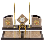 Настольный письменный набор из бежевого мрамора с часами Marble Accessory варинант исполнения - 1 | Loft Concept в Самаре