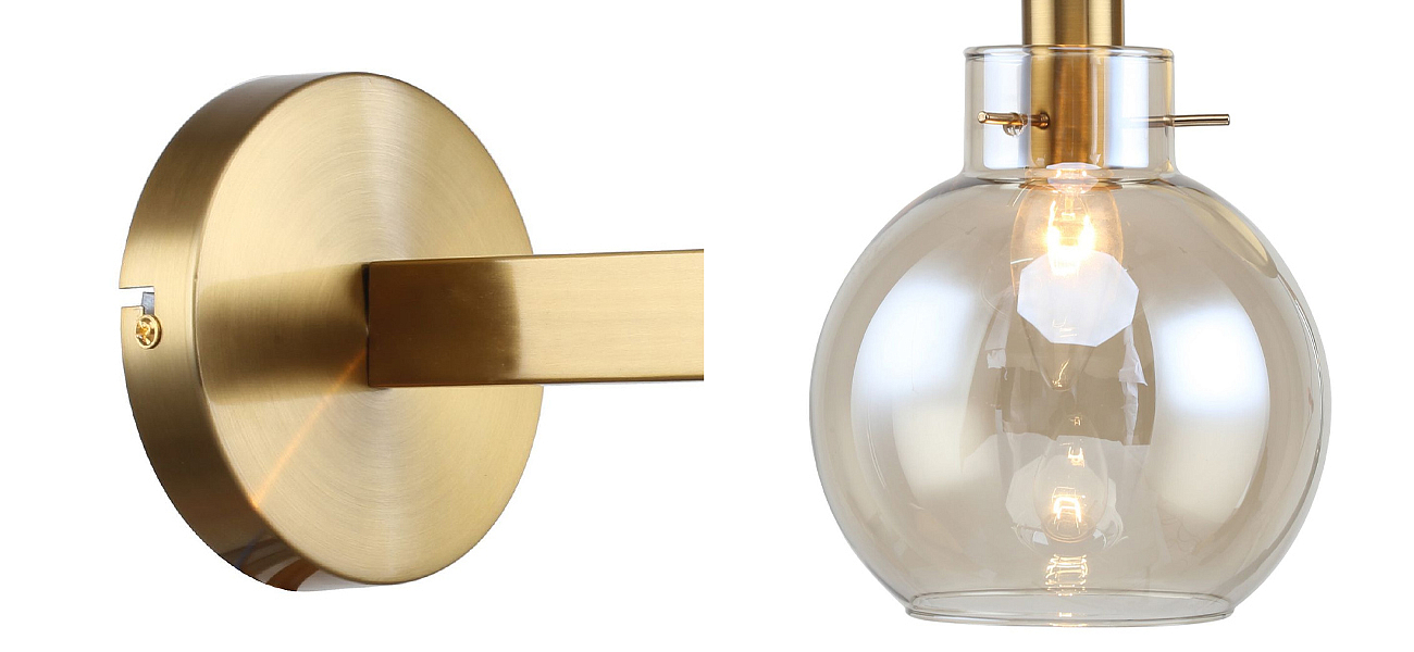 Бра с плафоном коньячного цвета Carmella Globe Brass Бра с плафоном коньячного цвета Carmella Globe Brass - Loft-Concept в Самаре