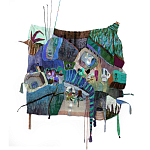 Панно гобелен яркие Пространство-Время TimeSpace Blue варинант исполнения - 2 | Loft Concept в Самаре