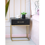 Приставной столик с резным узором на выдвижном ящике Black Table Carved Pattern варинант исполнения - 8 | Loft Concept в Самаре