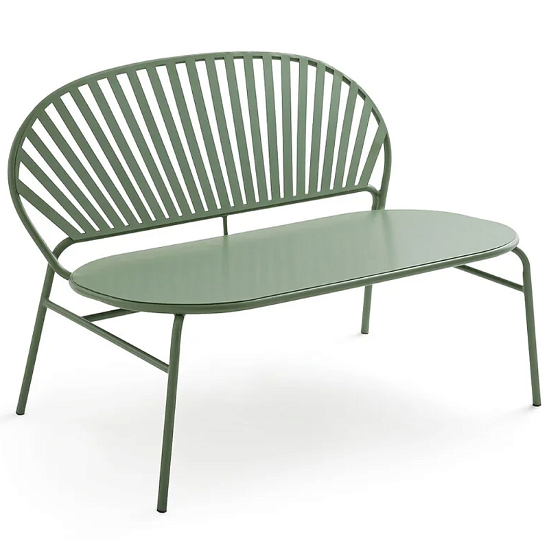 Зелёная скамья из стали Goodwin Metal Bench Green Зеленый шалфей в Самаре | Loft Concept 