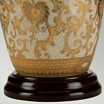 Настольная лампа с фарфоровым основанием с декоративным орнаментом и белым абажуром на темной круглой подставке Elstead Lighting варинант исполнения - 9 | Loft Concept в Самаре