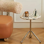 Дизайнерский журнальный стол с круглой столешницей на изогнутых стальных ножках Obafaby варинант исполнения - 1 | Loft Concept в Самаре