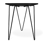 Стол журнальный с круглой столешницей из стекла на 3-х черных ножках Beige Marble варинант исполнения - 4 | Loft Concept в Самаре