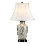 Настольная лампа с фарфоровым основанием с декоративным орнаментом и белым абажуром на темной круглой подставке Elstead Lighting варинант исполнения - 11 | Loft Concept в Самаре