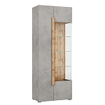 Шкаф-витрина с фасадом цвета серый бетон и стеклянными дверками Grace of Furniture варинант исполнения - 2 | Loft Concept в Самаре