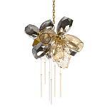 Люстра подвесная со стеклянными плафонами из дымчатого и золотистого с шестью вертикальными подвесками Gilded Mirage  варинант исполнения - 1 | Loft Concept в Самаре