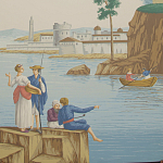 Обои ручная роспись Views of Italy Olive варинант исполнения - 1 | Loft Concept в Самаре