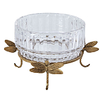 Чаша из прозрачного стекла на бронзовых ножках в виде стрекоз Eden Garden варинант исполнения - 1 | Loft Concept в Самаре