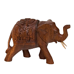 Статуэтка из дерева суар в виде слона в традиционном облачении Little Elephant варинант исполнения - 2 | Loft Concept в Самаре
