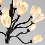 Люстра подвесная черного цвета с ветвями и белыми фарфоровыми цветами Floralis варинант исполнения - 6 | Loft Concept в Самаре