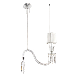 Подвесной светильник с белым текстильным абажуром и изогнутым хрустальным основанием с подвесками Lustre Reverie варинант исполнения - 2 | Loft Concept в Самаре