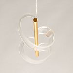 Люстра линейная золотистого цвета с двумя прозрачными волнистыми элементами Wave Line варинант исполнения - 8 | Loft Concept в Самаре