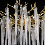 Люстра золотого цвета с декоративными ветками и длинными прозрачными стеклянными подвесами в форме сосулек Droplet Chandelier варинант исполнения - 10 | Loft Concept в Самаре