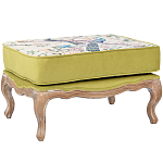 Банкетка из массива бука с изображением птиц и цветов Beige Green Chinoiserie Garden Banquette варинант исполнения - 1 | Loft Concept в Самаре