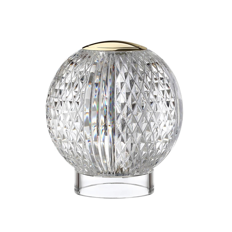 Настольная лампа с прозрачным шарообразным плафоном на цилиндрической подставке Crystal Globule Золотой Прозрачный Хром в Самаре | Loft Concept 