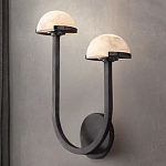 Бра с 2-мя мраморными плафонами на черном корпусе Light Warm Light варинант исполнения - 3 | Loft Concept в Самаре