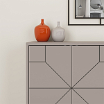 Комод бежево-серый с 4-мя дверцами с геометрическим рисунком на металлических ножках DUNE CONSOLE LIGHT MOCHA варинант исполнения - 4 | Loft Concept в Самаре