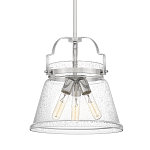 Подвесной светильник с прозрачным стеклянным плафоном в форме колокола с эффектом пузырьков и тремя лампами Quoizel варинант исполнения - 1 | Loft Concept в Самаре