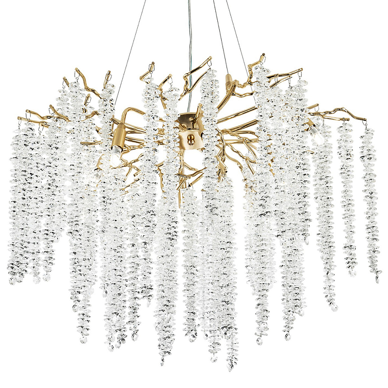 Люстра с декором в виде ветвей с хрустальными подвесками Fairytree Gold Crystal Chandelier 8 Золотой Прозрачное Стекло Люстра с декором в виде ветвей с хрустальными подвесками Fairytree Gold Crystal Chandelier 8 Золотой Прозрачное Стекло в Самаре | Loft Concept
