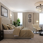 Кровать двуспальная бежевая с основанием из массива дерева с мягким изголовьем Flax Beds варинант исполнения - 4 | Loft Concept в Самаре