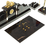 Настольный письменный набор из чёрного обсидиана с декором в виде льва Golden Lion варинант исполнения - 3 | Loft Concept в Самаре