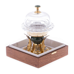 Икорница с декором "Три рыбки" с гравировкой и натуральным камнем Нефрит Decorative Cavair Dishes варинант исполнения - 6 | Loft Concept в Самаре