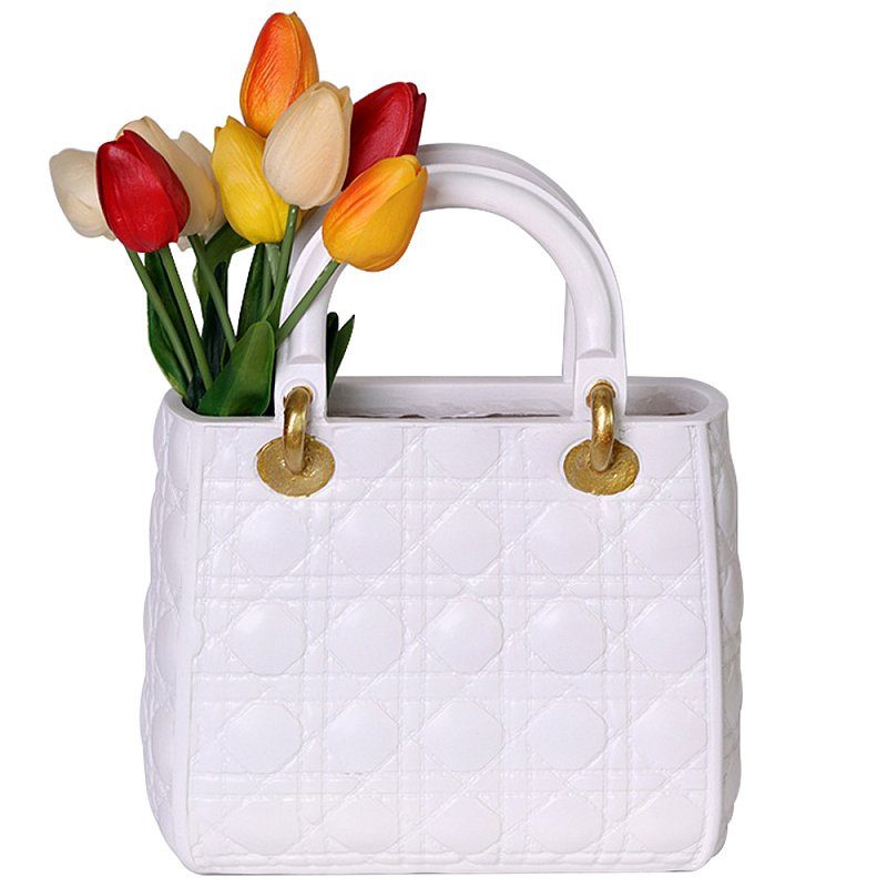 Декоративная ваза в виде сумки Bag Vase White Белый Золотой в Самаре | Loft Concept 