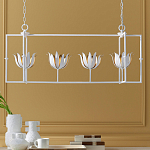 Люстра белая прямоугольная с абажурами в виде цветков тюльпана White Tulips варинант исполнения - 8 | Loft Concept в Самаре