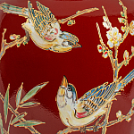 Настольная лампа бордовая с изображением птиц Slip Away варинант исполнения - 6 | Loft Concept в Самаре