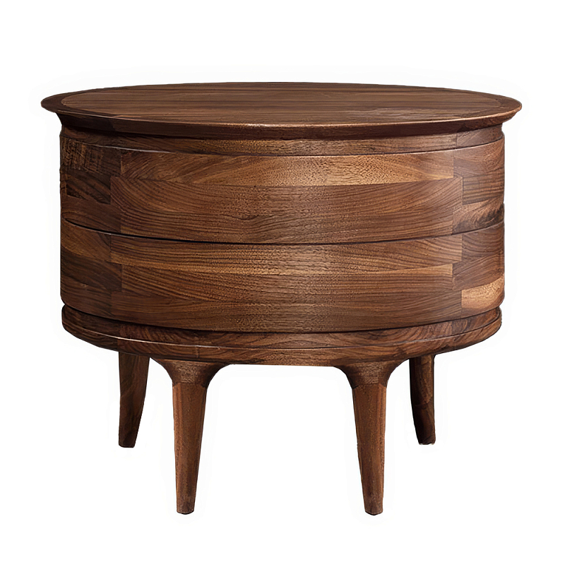 Прикроватный столик из дерева с 2-мя ящиками Moon Walnut Furniture Орех Прикроватный столик из дерева с 2-мя ящиками Moon Walnut Furniture Орех в Самаре | Loft Concept