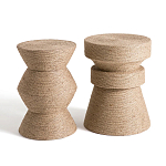 Приставной стол с отделкой из джута Juti D35 см варинант исполнения - 5 | Loft Concept в Самаре