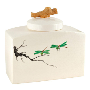 Ваза низкая с крышкой керамическая стрекоза Ornament