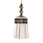 Подвесной светильник с подвесом из деревянных бусин и абажуром из кисточек Аmbiance варинант исполнения - 1 | Loft Concept в Самаре