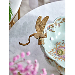 Чаша из голубого фарфора на бронзовых ножках с рисунком цветов и фигурками стрекоз Blue Garden варинант исполнения - 5 | Loft Concept в Самаре