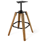 Барный стул со спинкой и металлической подставкой на 4-х деревянных ножках Бежевый Велюр Vendramin Chair варинант исполнения - 8 | Loft Concept в Самаре