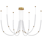 Люстра подвесная с 6-ю изогнутыми плафонами и белыми декоративными шариками PEARLS Suspension варинант исполнения - 1 | Loft Concept в Самаре