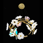 Люстра круглая на золотом каркасе с птичками и цветочным декором Miscellaneous herbs варинант исполнения - 8 | Loft Concept в Самаре