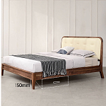 Кровать двуспальная с каркасом из дерева и мягким изголовьем Moon Walnut Bed варинант исполнения - 6 | Loft Concept в Самаре