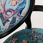 Полукресло из массива бука бирюзовое с изображением птиц и цветов Turquoise Chinoiserie Garden Chair варинант исполнения - 4 | Loft Concept в Самаре
