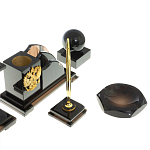 Настольный письменный набор с часами из природного камня обсидиана National Еmblem варинант исполнения - 5 | Loft Concept в Самаре