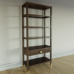 Стеллаж Elsa Dreams Walnut со стеклянными полками и ящиком варинант исполнения - 1 | Loft Concept в Самаре