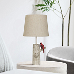 Настольная лампа с тканевым абажуром и основанием в виде птицы на дереве Simurq варинант исполнения - 3 | Loft Concept в Самаре