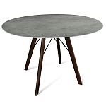 Стол обеденный с серой овальной столешницей из керамики на четырех деревянных ножках Gray Ceramics варинант исполнения - 1 | Loft Concept в Самаре