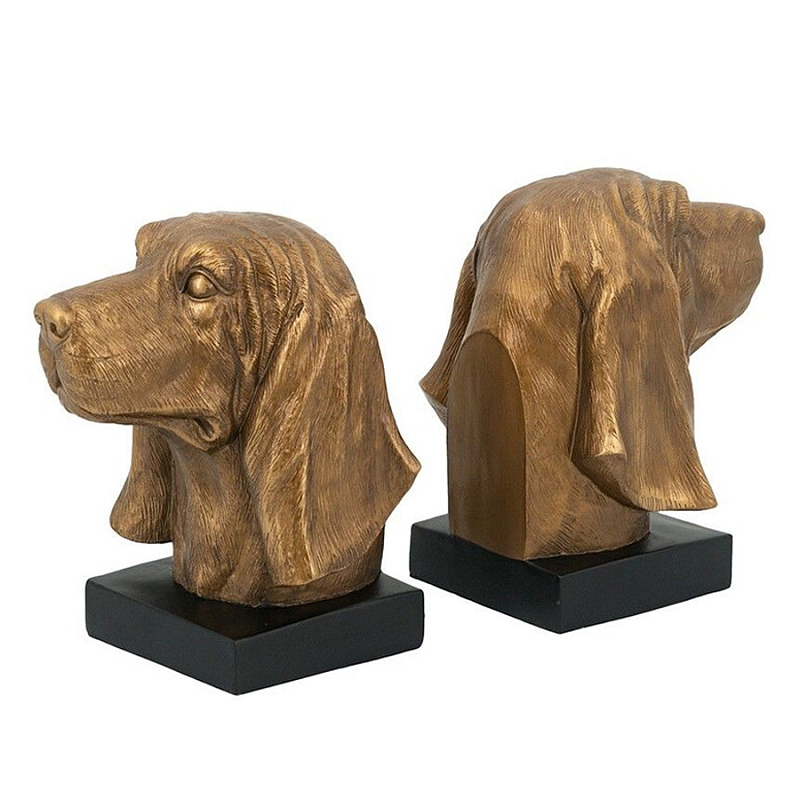 Держатель для книг с бронзовыми фигурками головы собаки Dog Elegance Бронза Черный Держатель для книг с бронзовыми фигурками головы собаки Dog Elegance Бронза Черный в Самаре | Loft Concept