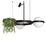 Подвесной светильник с 2-мя шарообразными плафонами и цилиндрическим спотом Light of Еyes варинант исполнения - 1 | Loft Concept в Самаре