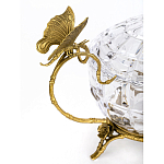 Конфетница из прозрачного рельефного стекла с ручками в виде стрекоз и фигуркой лебедя Eden Garden варинант исполнения - 2 | Loft Concept в Самаре